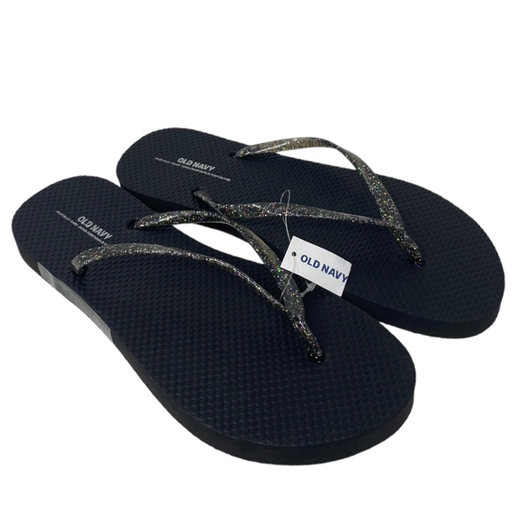 Old Navy Flip Flop Black Glitter Summer Sandals for Women 737433-10-1 - Picture 2 of 7